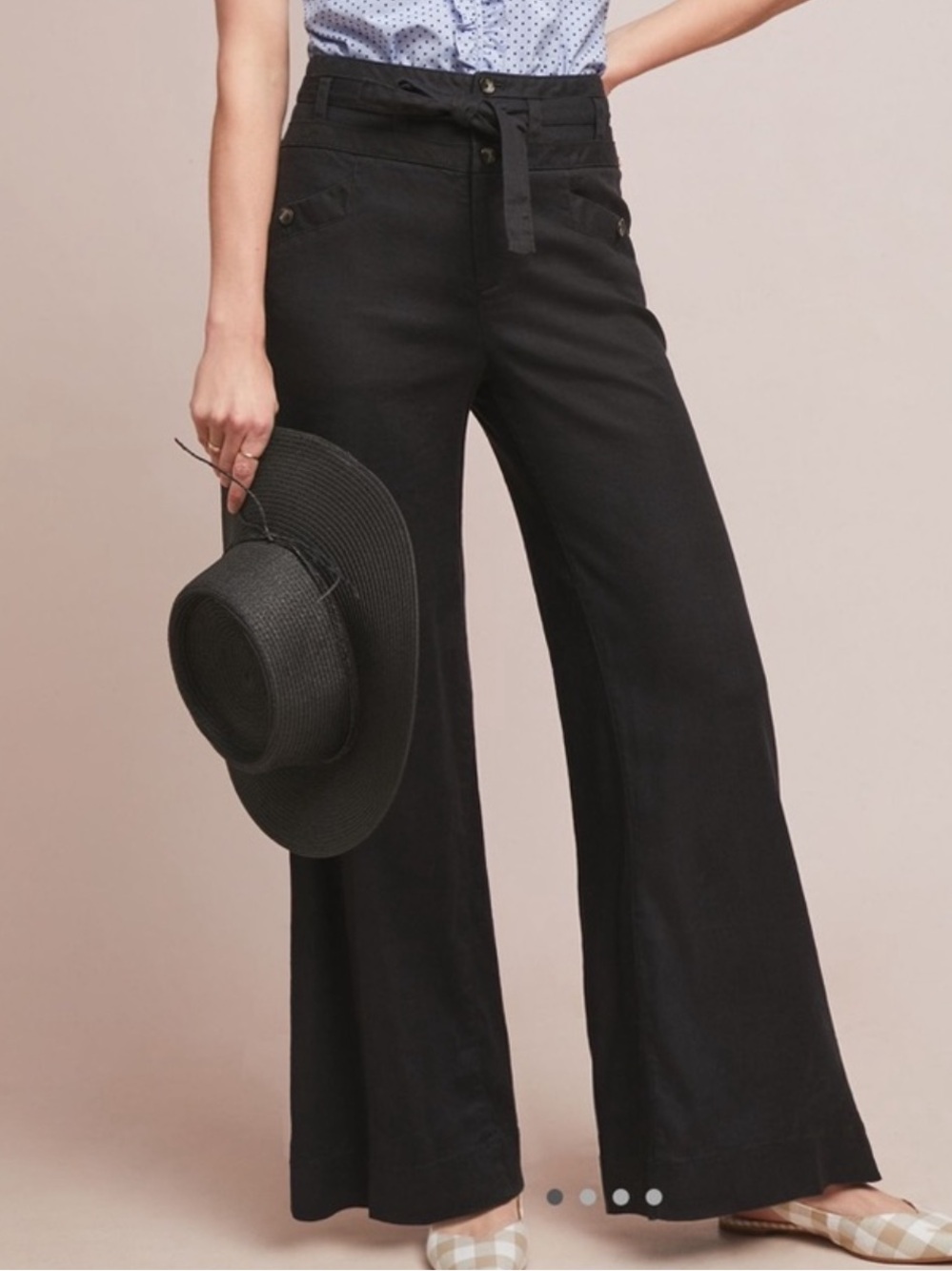 Anthropologie Nellie Belted Wide Leg Linen Pants size 2